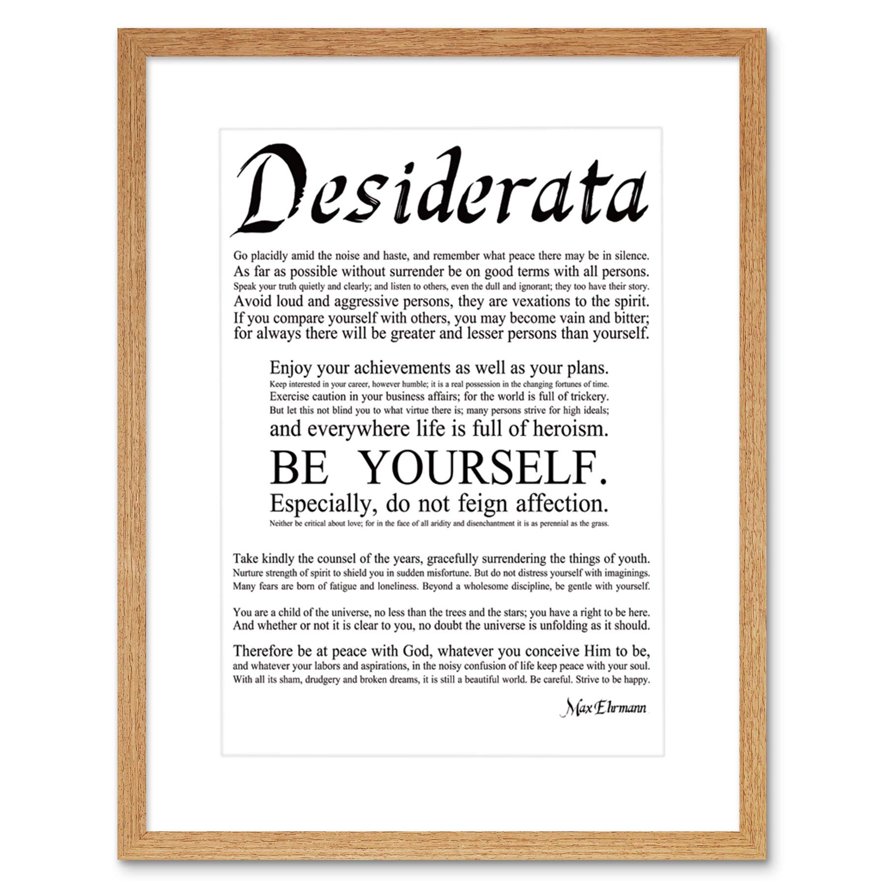 Wee Blue Coo Desiderata Ehrmann Go Placidly Amid Yourself Quote Framed Wall Art Print