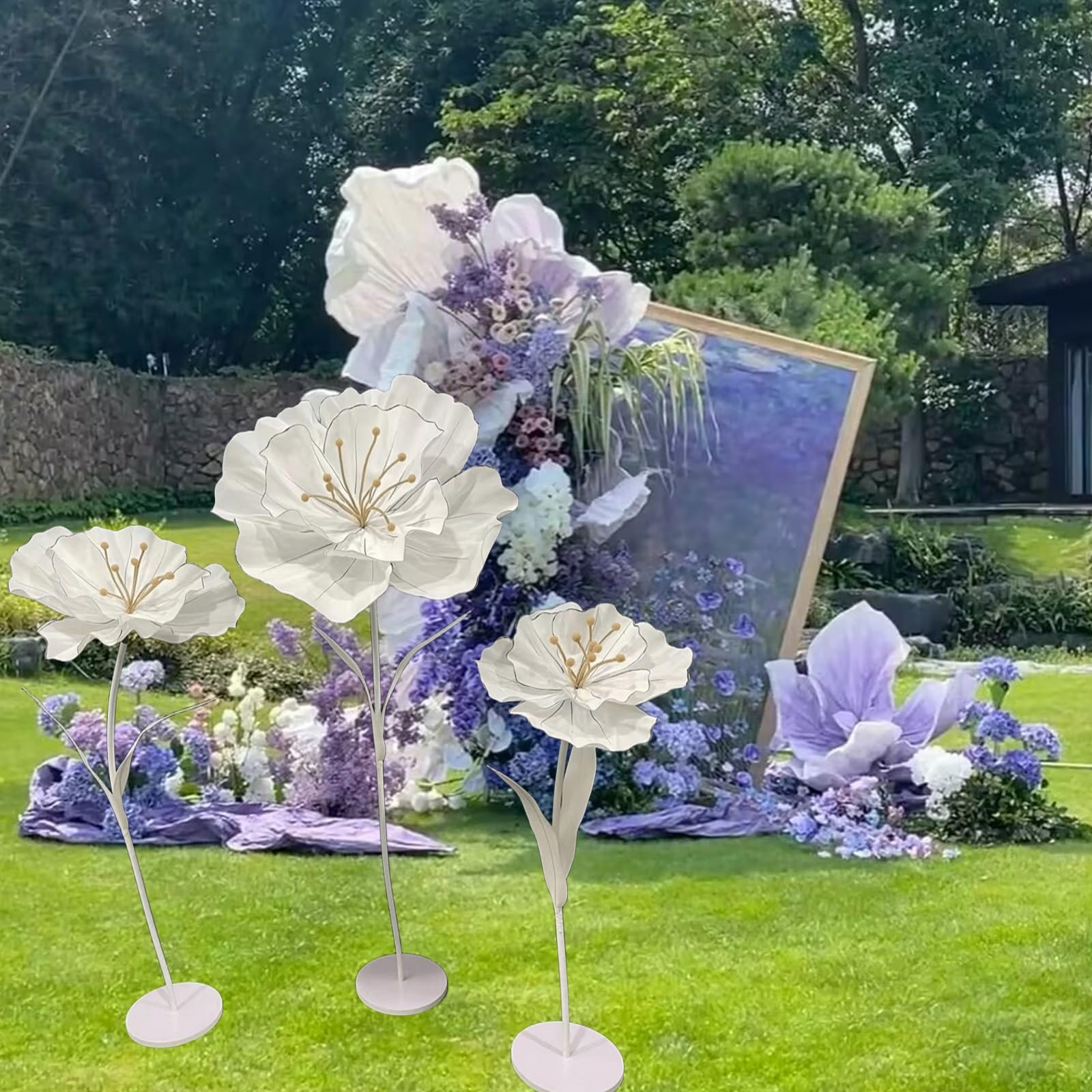 Giants - Decoración de flores grandes, impermeable, trazo de fresia con soporte flexible, flor decorativa para boda, recepción, cumpleaños, Pascua, fiesta, día de la madre (amarillo brillante)