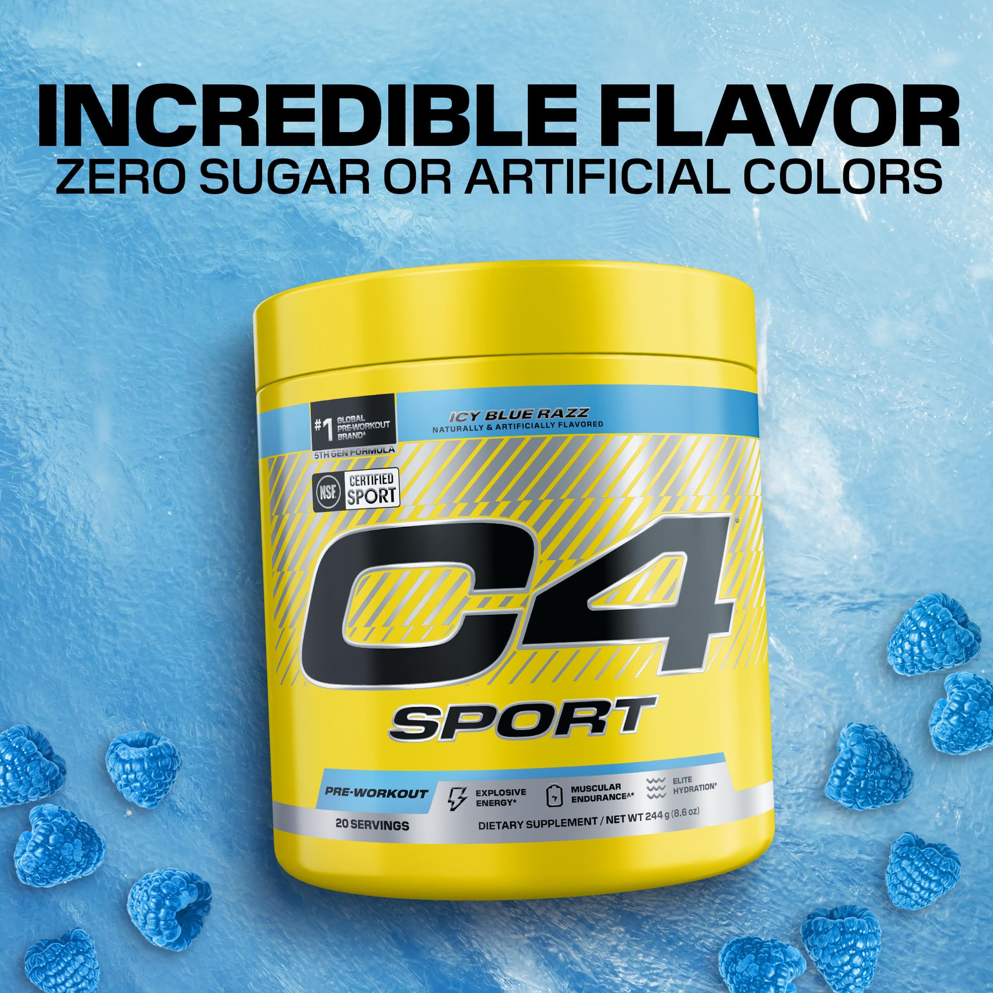 C4 Sport Pre Workout with 200mg Caffeine, Icy Blue Razz, 20 Servings — Amazon image 5