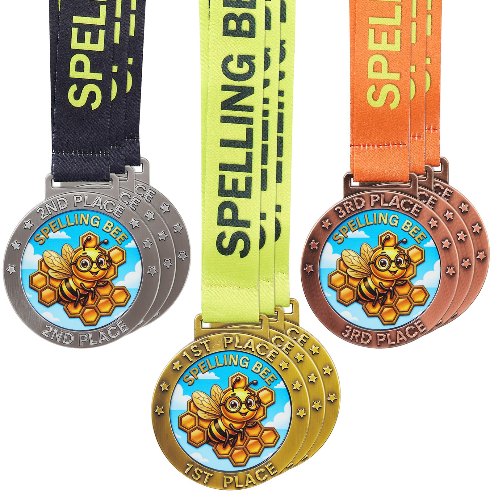 7,1 cm Award Medaille 1. 2. 3. Platz Trophäe mit Band, groß, Gold, Silber, Bronze, für Turniere, Feldspiele, Familie