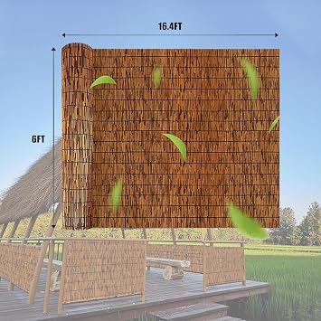 Natural Reed Bamboo Fencing Roll,Decorative Fences Bamboo Privacy Screen 2ft 3ft 4ft 5ft 6ft High for Garden Balcony Window Indoor Outdoor Privacy Natural(91x400CM(3x13ft))
