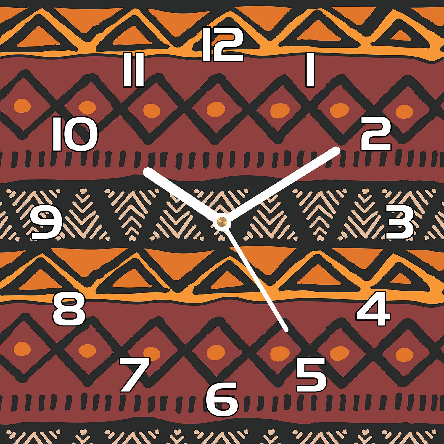 Impression verre sécurité pour horloge murale design africain grand format carré 30 cm