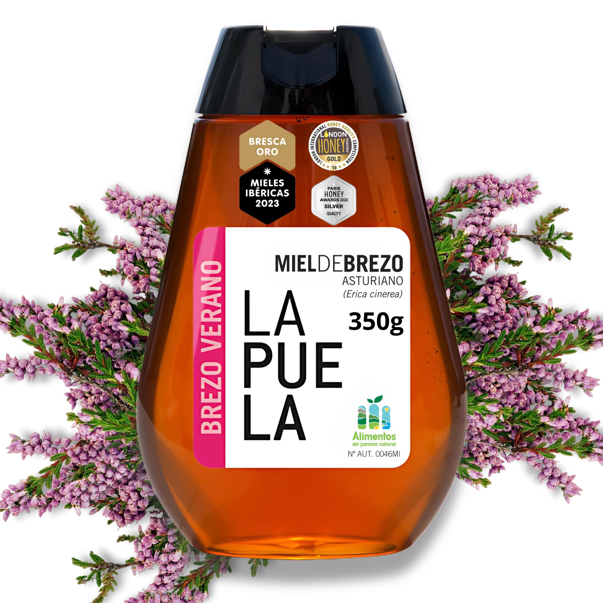 LAPUELA Miel de Brezo Verano 100% Natural Pura de Abeja Aroma Floral Intenso Sabor Dulce Equilibrado Producción Artesanal Asturias
