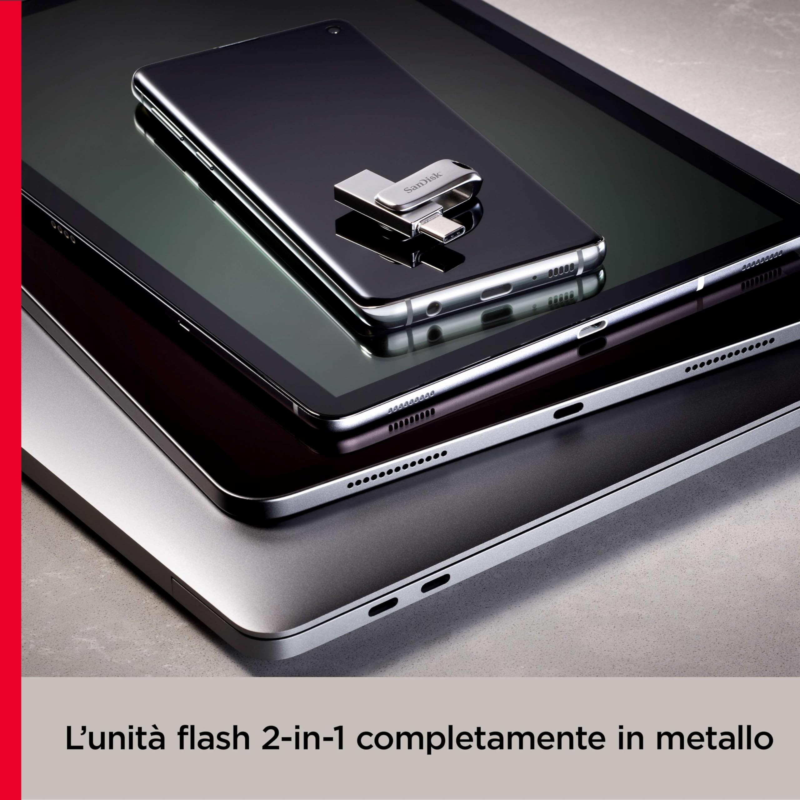 SanDisk Ultra Dual Drive Luxe 1TB Unità Flash (con connettori USB reversibili di Tipo C e Tipo A, per memoria Telefono, Tablet, Mac e Computer, Fino a 400 MB/s, Pendrive USB Type-C, Metallo) Argento