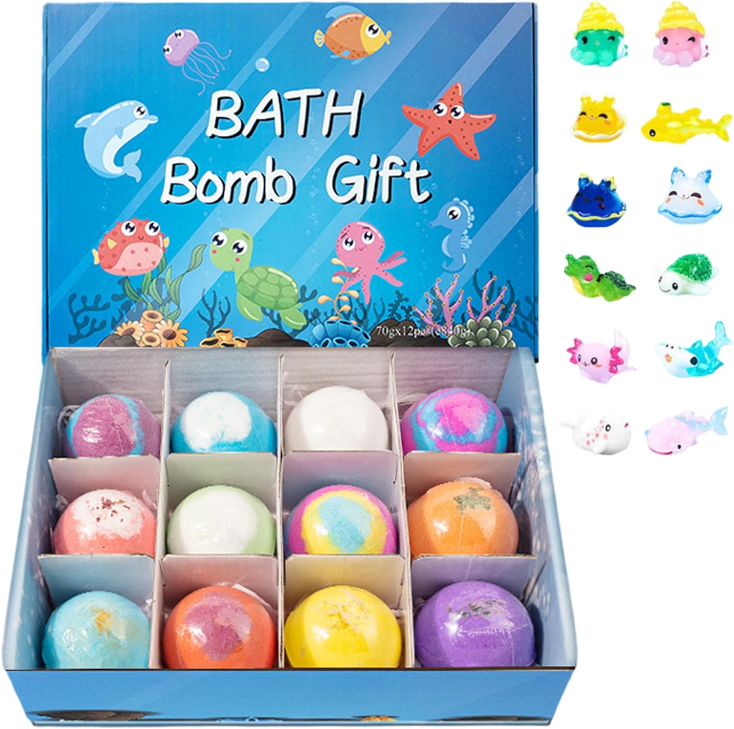 Baby Bath Bombs with Toys Inside, 12 Pack Baby Bath Bombs with Surprise Inside, Colorful Bubble Accessories and Cute Animals