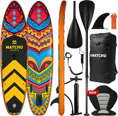Matchu 2-in-1 Inflatable SUP & Kayak Set with Removable Seat, Convertible Double Paddle & Full Accessory Kit (Pump, Backpack, Leash & More) - UV-Resistant Double Layer PVC Drop Stitch SUP, 320cm
