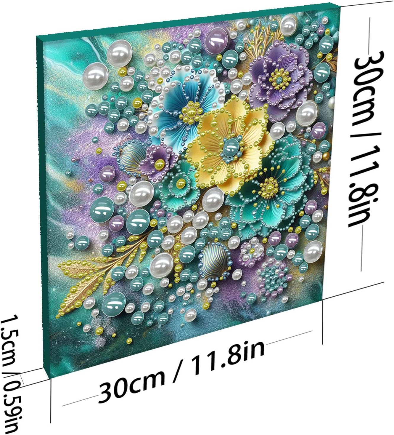 POETRYDRAW DIY Diamond Pearl Painting Kit for Adults Blue Flowers, Beginner Friendly Craft Kits with Frame 30x30cm, Home Decor Housewarming Gift, Diamond Dots Beads Canvas Art for Wall Decor
