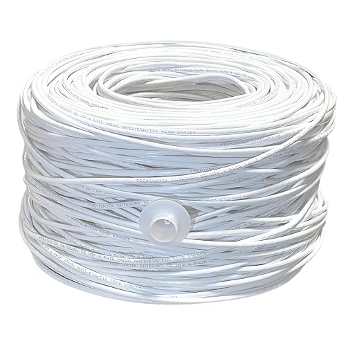 Premiertek 1000 pies Cat5e 24AWG CCA UTP sólido 4 pares de cable LAN Ethernet de red a granel blanco (CAT5E-1KFT-W)