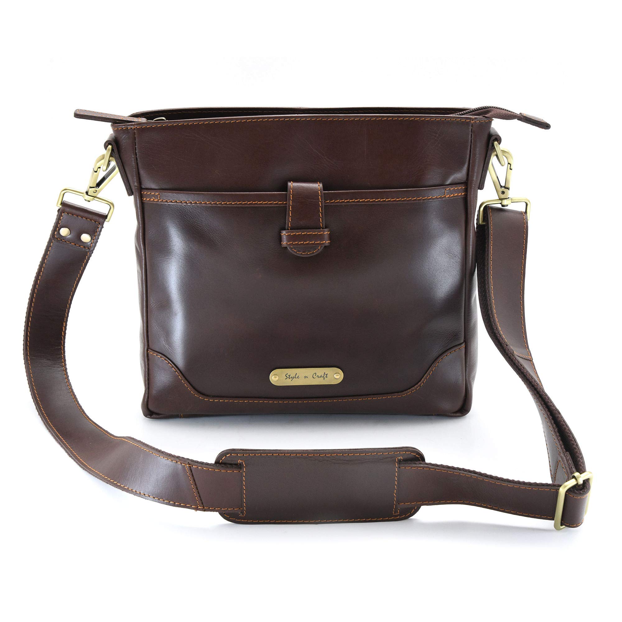 Style N CraftCross Body Messenger Bag Or Satchel, Dark Brown