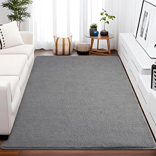 Miniatura 2 de Larhom Alfombras grandes y modernas para dormitorio, sala de estar, alfombra gris de 5 x 7 pies, alfombra de interior de espuma viscoelástica