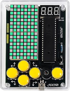 7 Retro Classic Pixel Game Maker DIY Soldering Project Game Console Kit Electronic Practice Solder Soldering Kit and Case, Idea for STEM Education Friends Gifts Green
