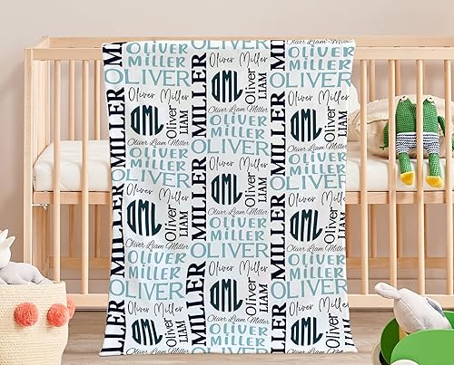 Miniatura 9 de Manta de bebé personalizada para niñas con nombre, mantas de forro polar súper suave con flores y elefantes, manta personalizada para cama de bebé