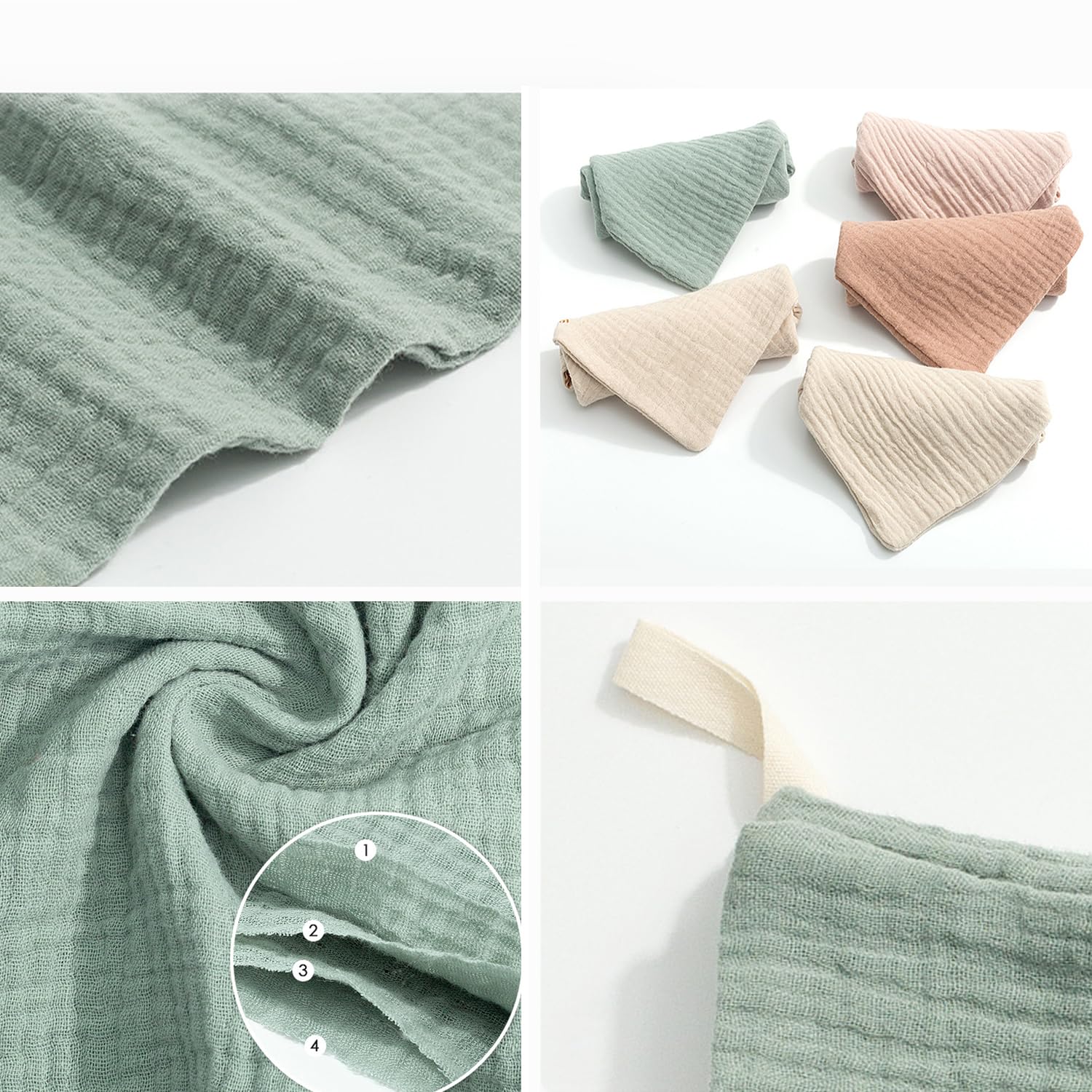 10pcs Débarbouillettes Bébé en Mousseline, 23 X 23CM Gants de Toilette, Serviettes pour le Visage de Nouveau-né