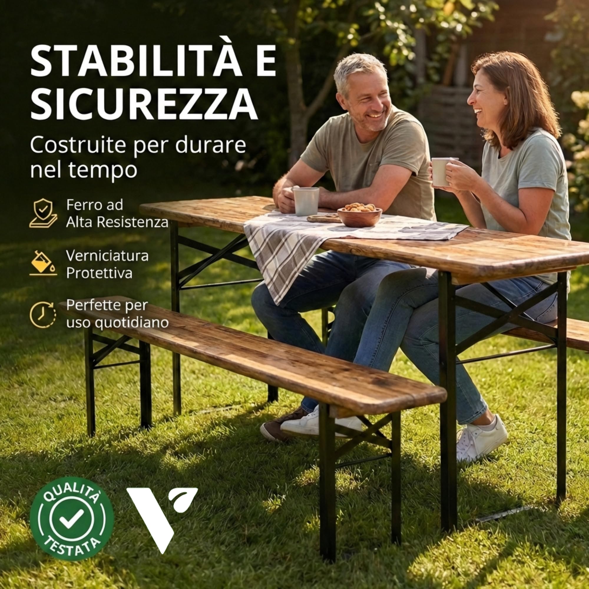 Set 2 Gambe per Panche Pieghevoli in Metallo 43x23 cm, Struttura in Ferro con Kit Fissaggio Incluso - Gambe Panca Birreria da Esterno per Giardino, Terrazza, Sagre (2 Gambe + kit - Nero)