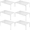 iPEGTOP Set of 6 Kitchen Cupboard Organiser, Freezer Cabinet Shelf Wire Rack, Medium 13 x 9.4 Inch Rustproof Steel Storage Space Saver Shelves for Countertops Pantries Utensils Countertops -Chrome