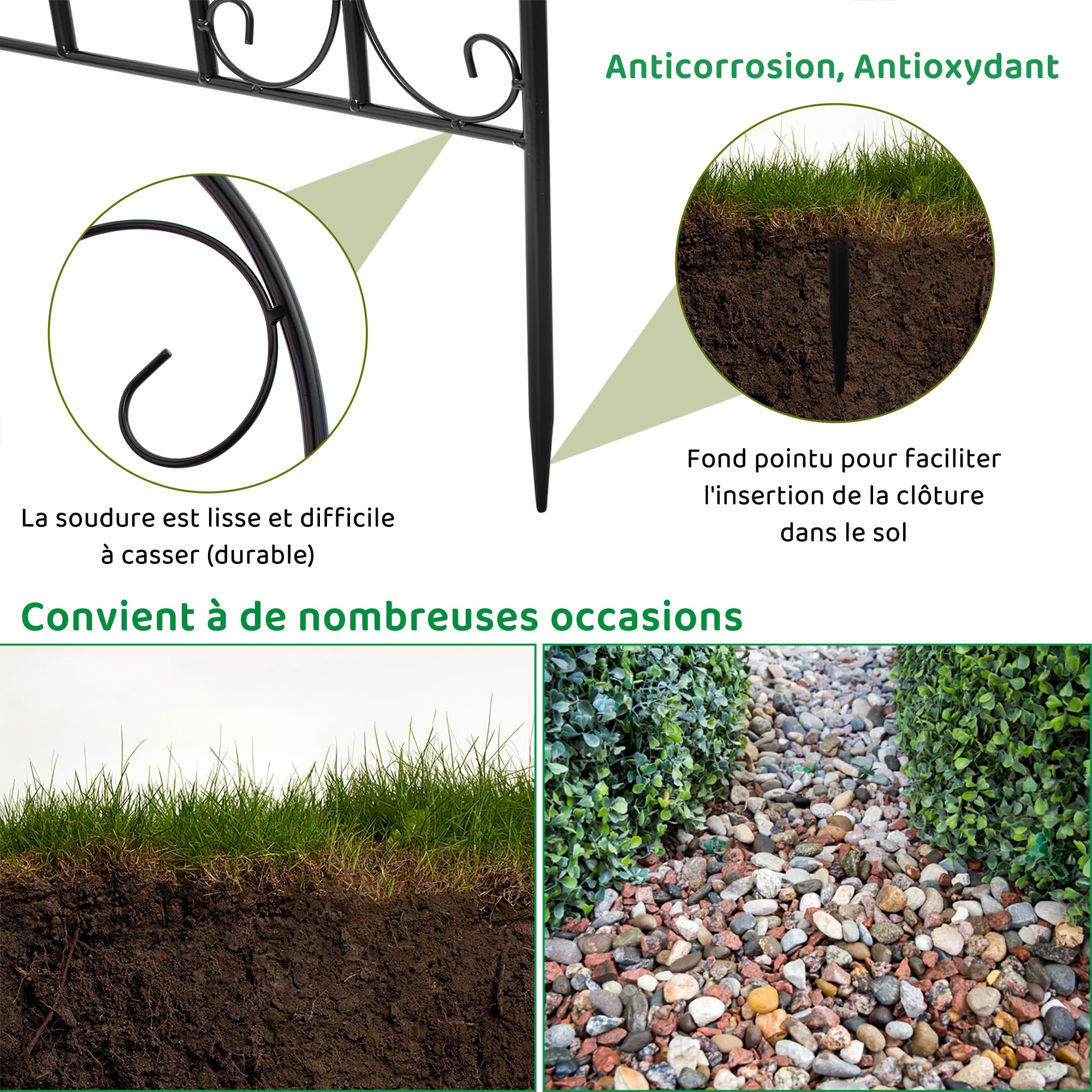 OUUTMEE Lot de 2 Treillis de Jardin en Métal, 180 x 50CM, Treillis pour Plantes Grimpantes, Clôture Décorative pour Plantes Grimpantes Extérieur