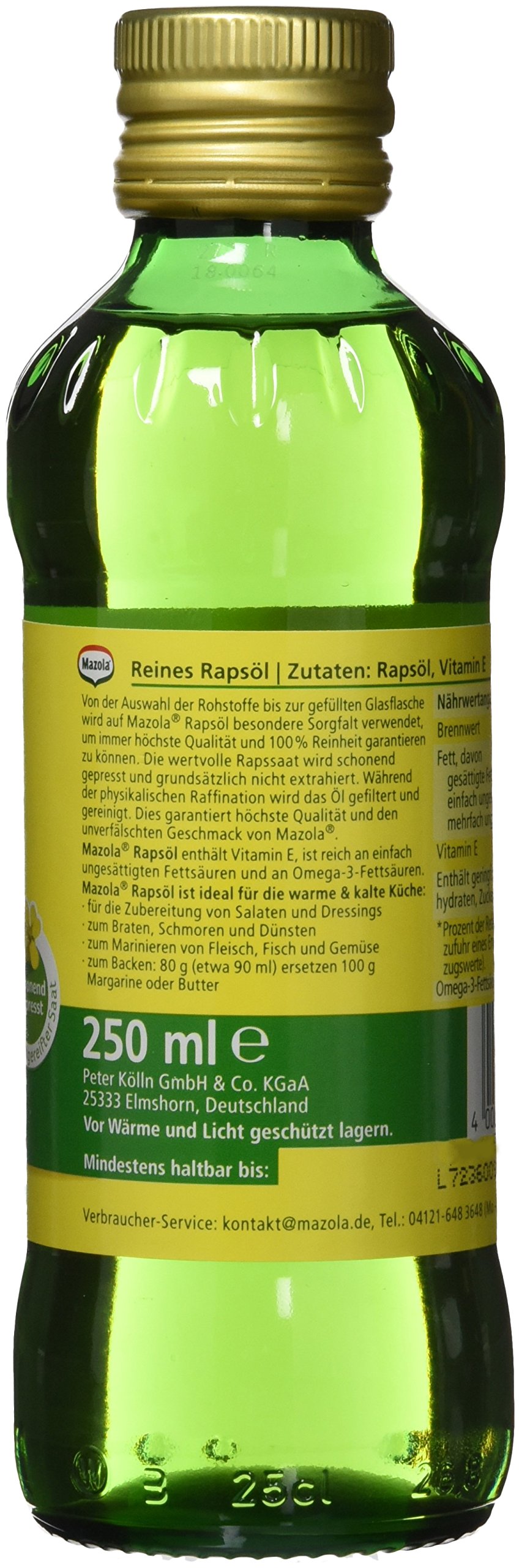 Mazola Rapsöl, 8er Pack (8 x 250 ml)