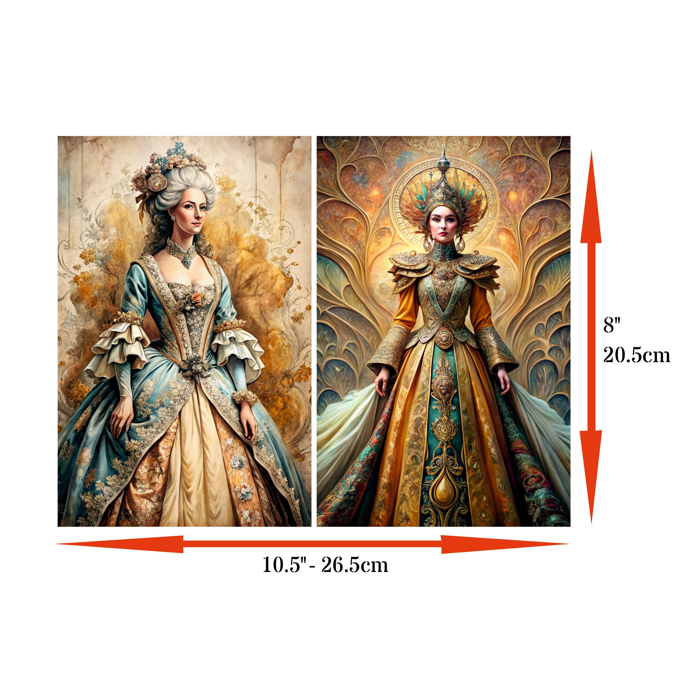 Vintage Queens Reispapier, 20,3 x 26,7 cm (A4), 6 Stück, 6 einzigartige Designs, vielseitige Decoupage-Designs für Kunstprojekte und Bastelarbeiten CRAFT KREATIVELY