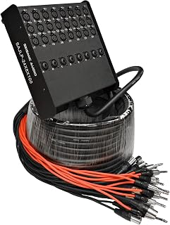 Seismic Audio - SAJLP-24x8x100-24 Channel 100 Foot XLR Low Profile Snake Cable with 8 TRS Returns - Circuit Board Snake for Recording, Stage, Studio PA DJ use