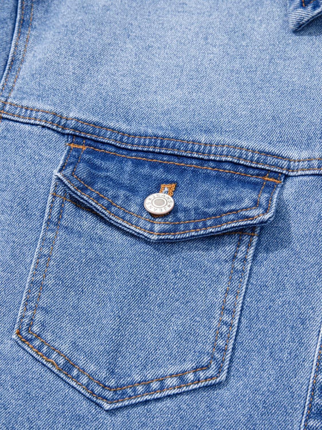 Sidefeel Women's Jean Jacket Casual Long Sleeve Button Down Oversized Denim Jacket Trendy Fall Outfits - Image 6