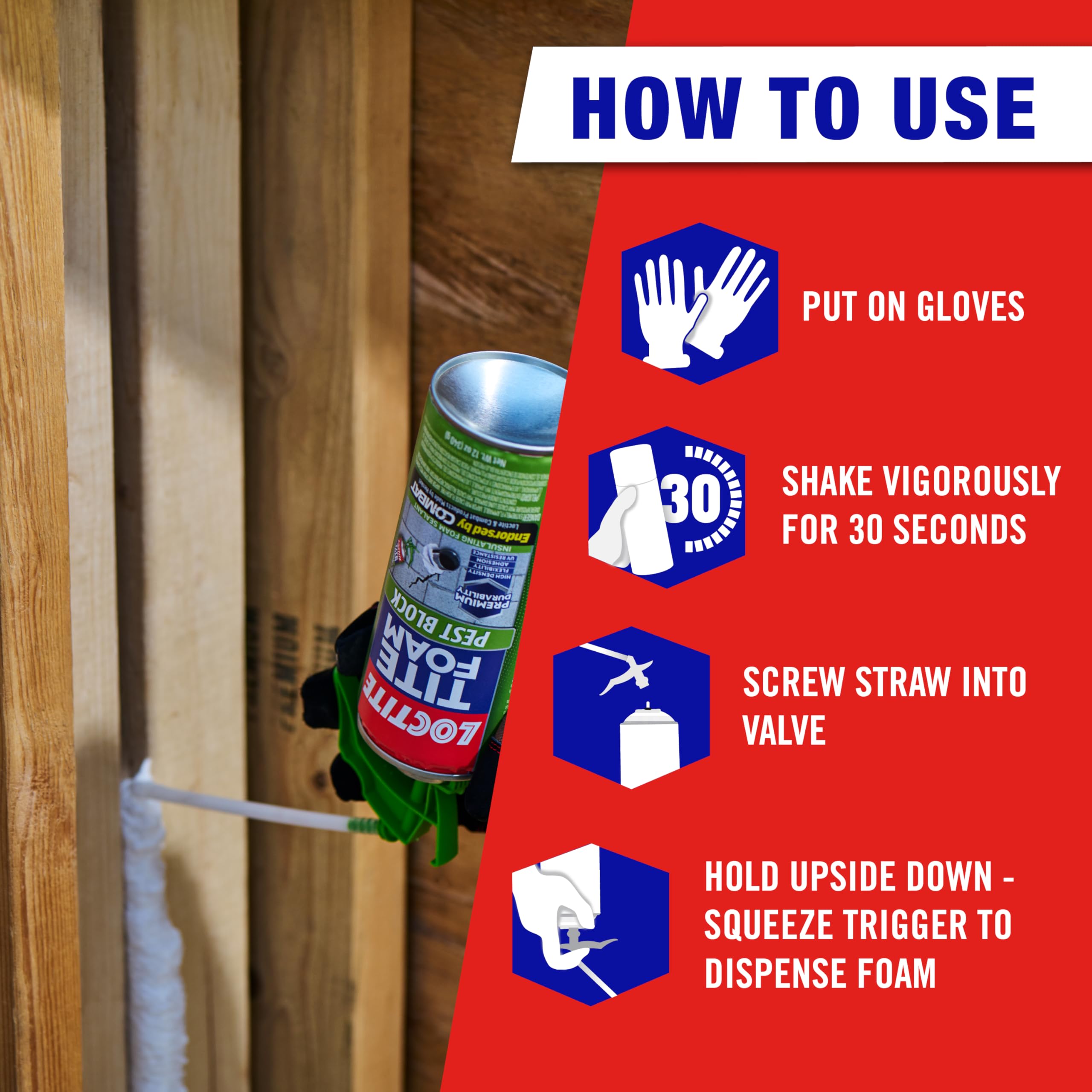 Loctite Pest block PU foam|Premium durability, High density insulating foam, UV resistant, Seals air,pests & moisture in gaps up to 1 inch|Ideal for kitchen cuboards, Plumbing & wiring, 340g*pack of 1 product image 2