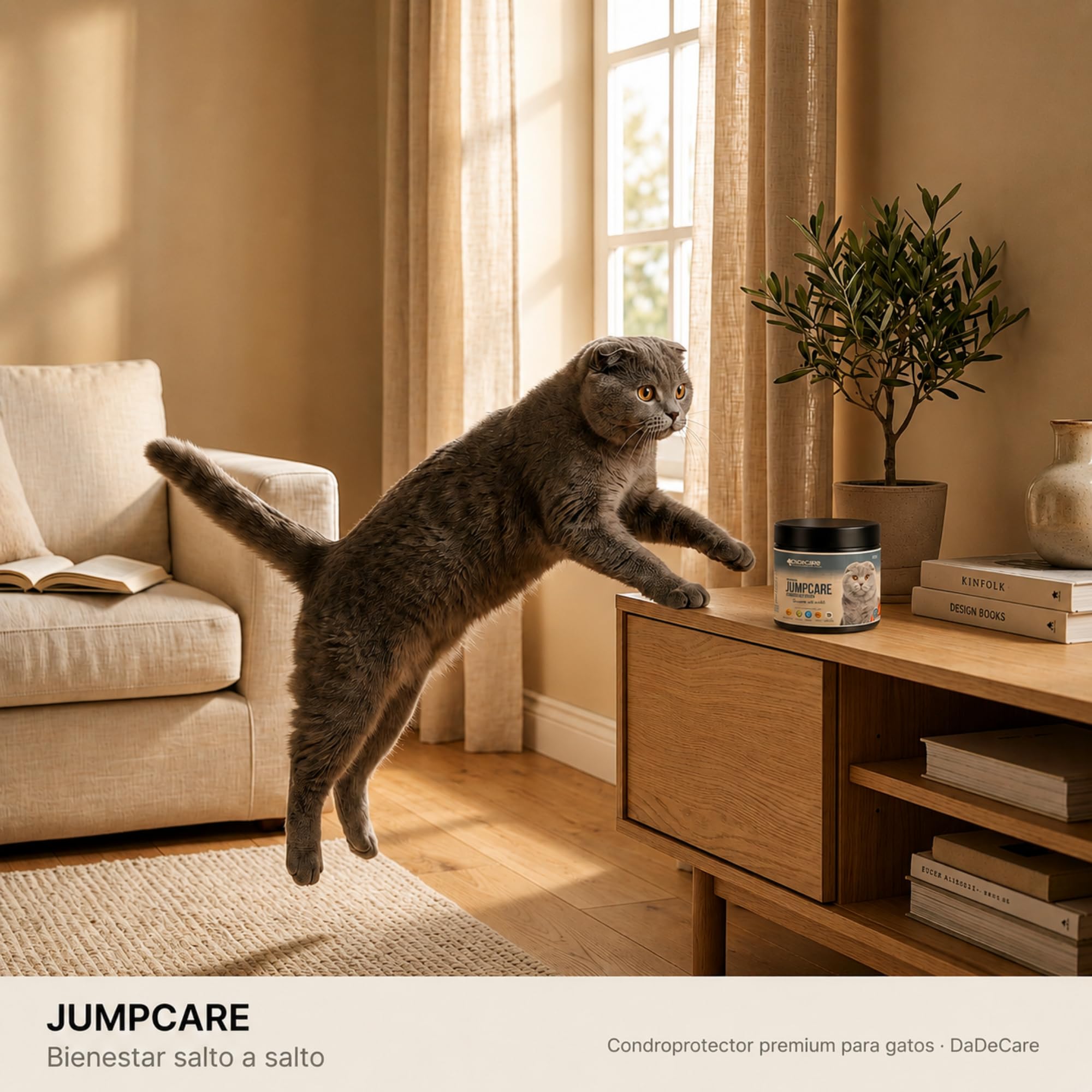 Condroprotector Gatos en Polvo 220g - Suplemento Articulaciones con Colágeno, Glucosamina, Condroitina, Ácido Hialurónico y Mejillón Verde - Apoyo Movilidad Gatos Mayores y Adultos - Jumpcare