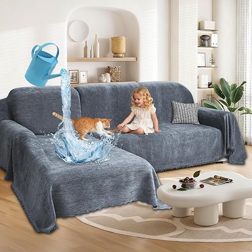Miniatura 18 de Fundas 100% Impermeables para Sofás Modulares en Forma de L para Perros, Juego de Mantas de Chenilla para Sofás, 2 Piezas, Funda Desmontable con