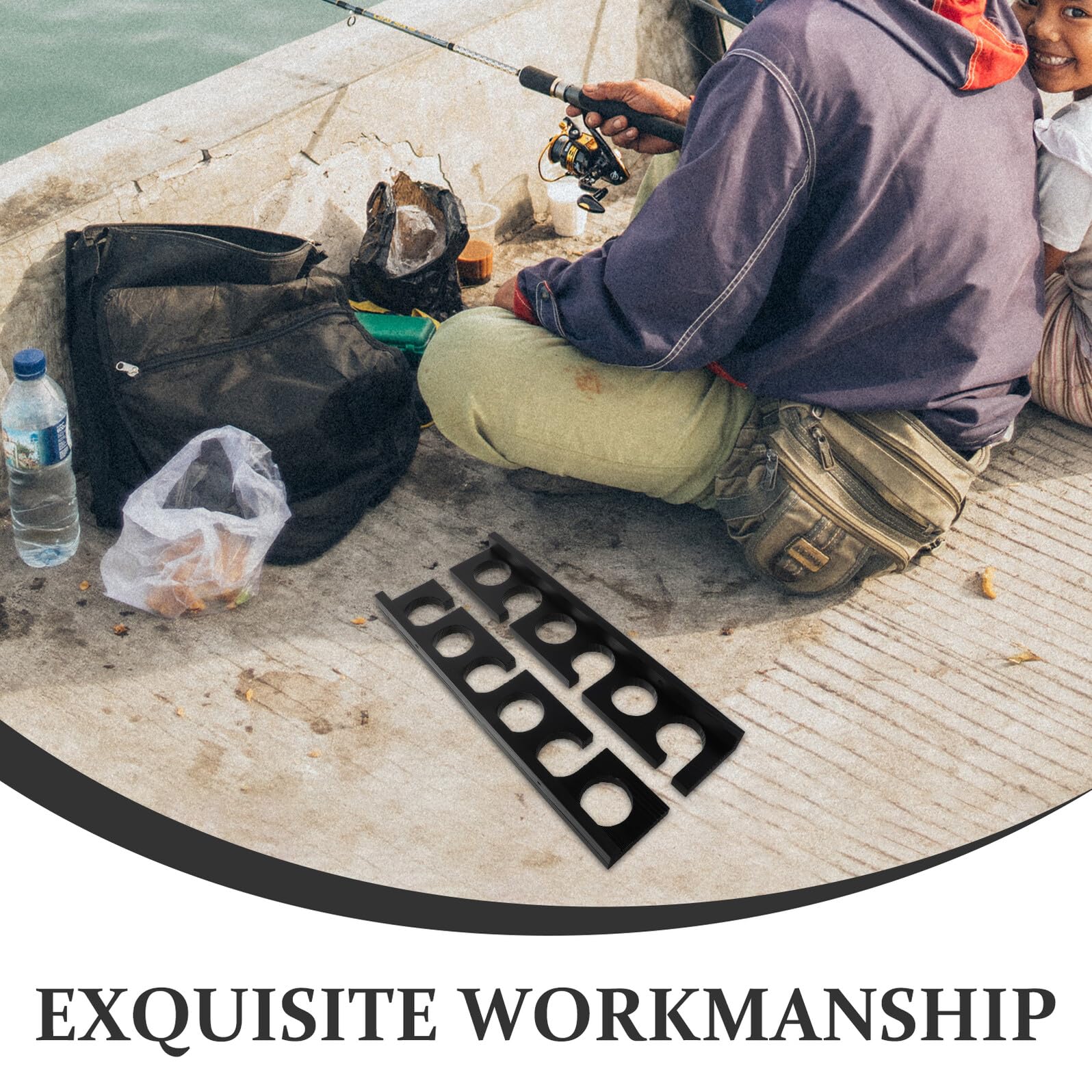 WOONEKY 2 Pezzi Porta Canne Pesca in Legno con Slot Supporto da Parete Orizzontale Robusto e Salvaspazio Organizzatore Rustico per Canne Pesca in Casa e Garage