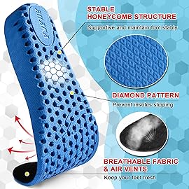 Ailaka Height Increase Insoles for Men Women, Honeycomb Shock Absorbing Cushion Shoe Height Insoles Men Women, Replacement Sports Shoe Inserts