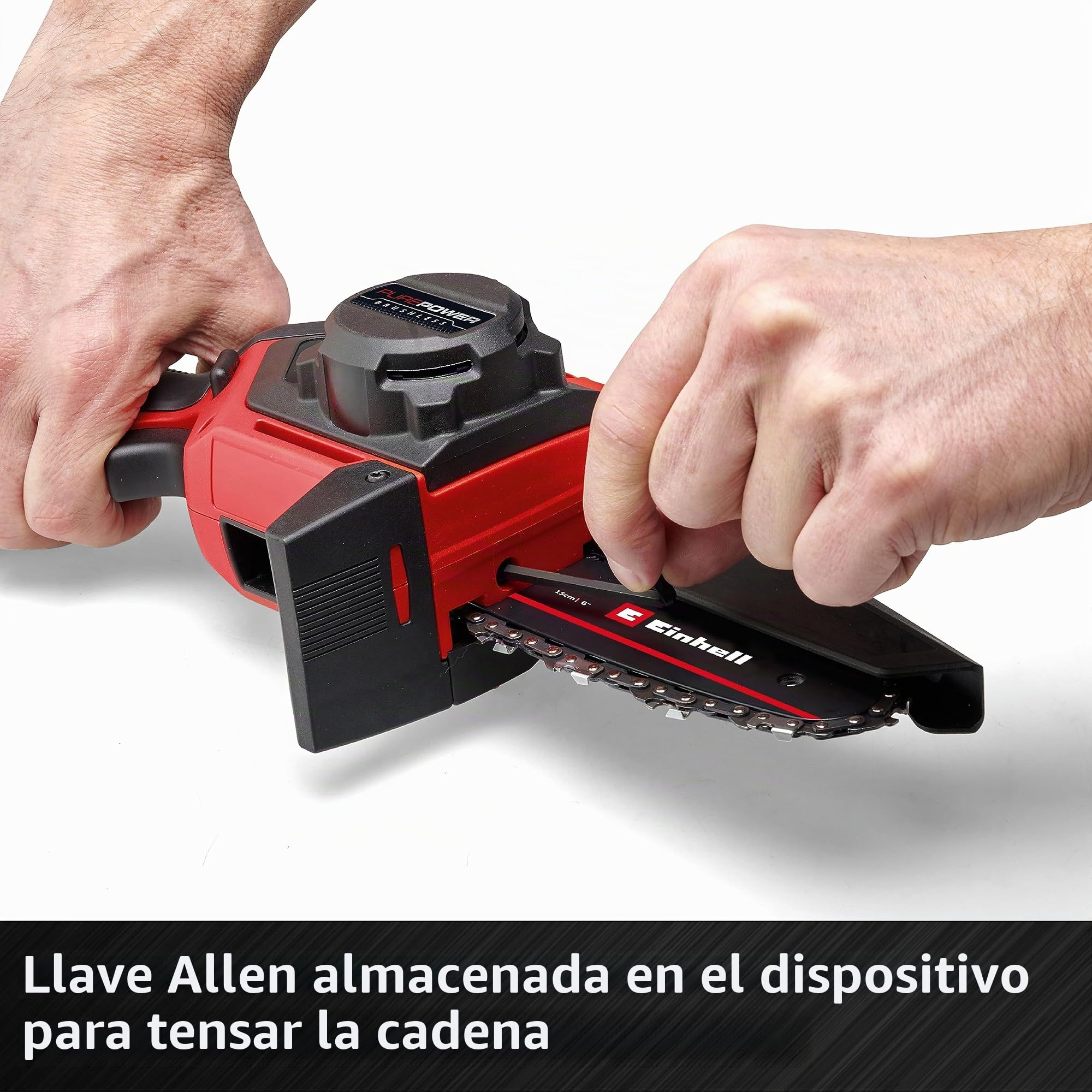 Einhell GE-PS 18/15 Li BL Kit Power X-Change - Sierra de podar inalámbrica (18 V, sin escobillas, longitud de corte de 12,5 cm, cambio de espada/cadena sin herramientas, incluye batería de 2,5 Ah