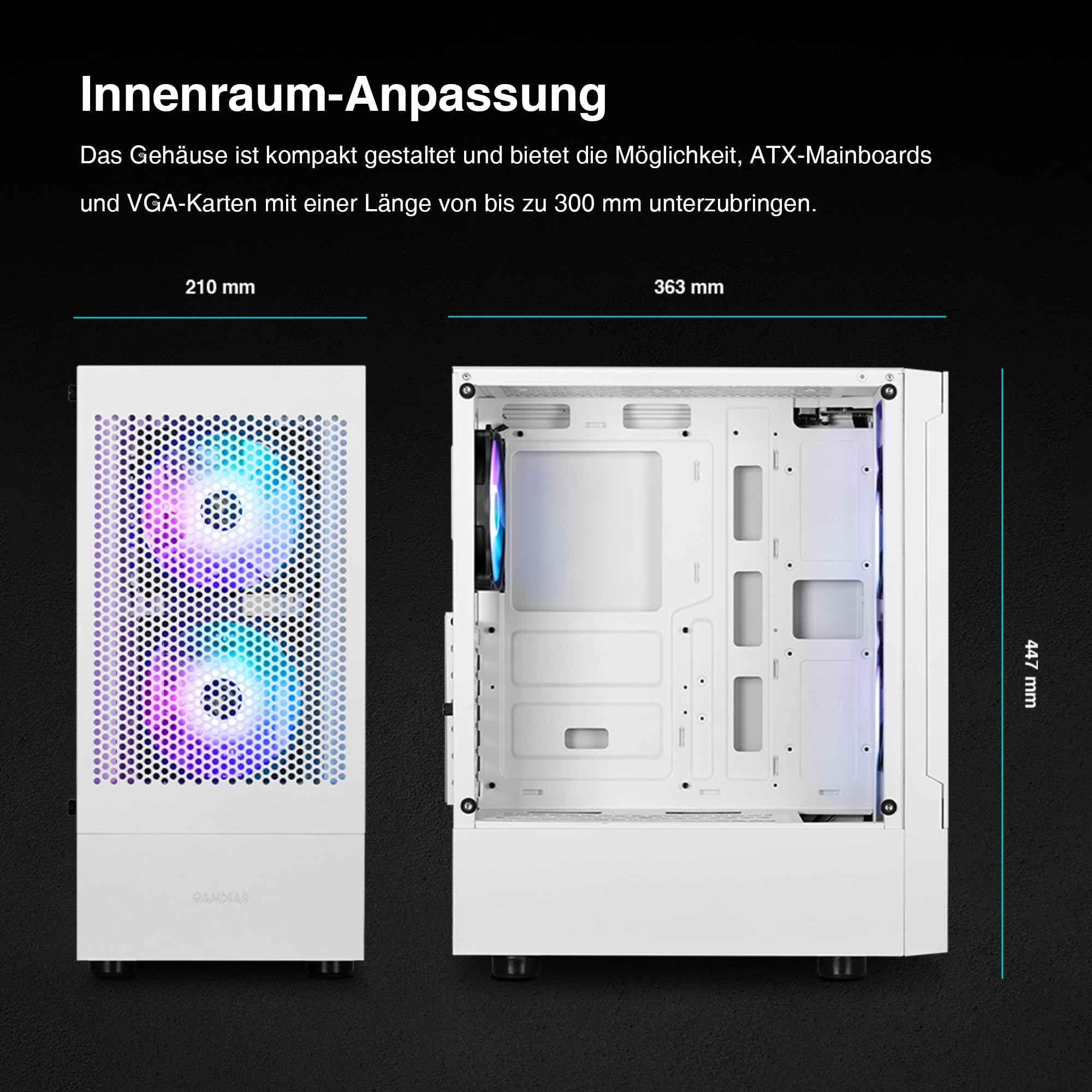 Gamdias ATX Mid-Tower Gaming-PC-Gehäuse – Bild 7