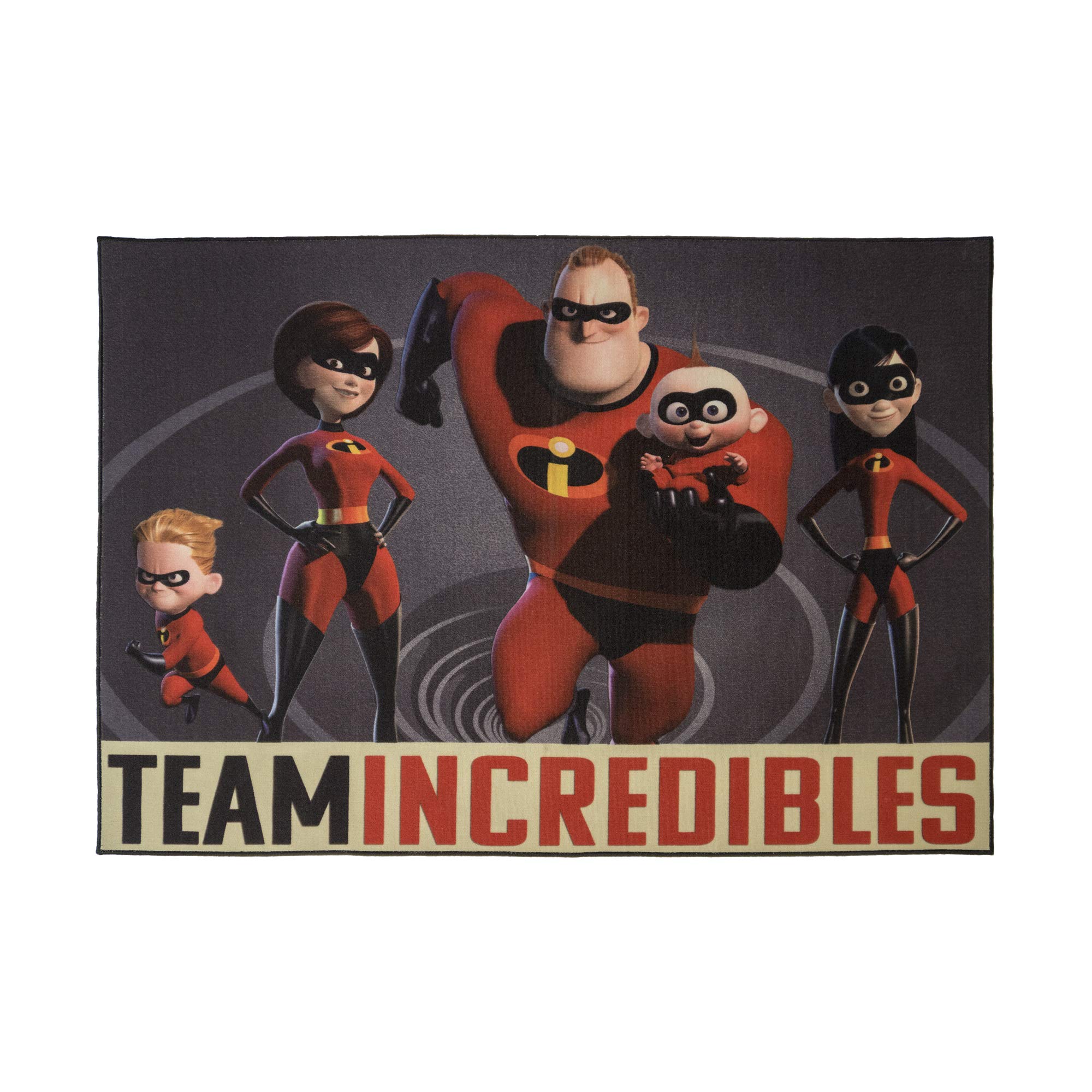 Gertmenian Kids Playroom & Game Room Carpet | Disney Pixar The Incredibles Childrens Rug | Kids Novelty Home Decor, Perfect Area Rug for Boys & Girls Playroom, Bedroom | 54x78 Large, Grey, 21274