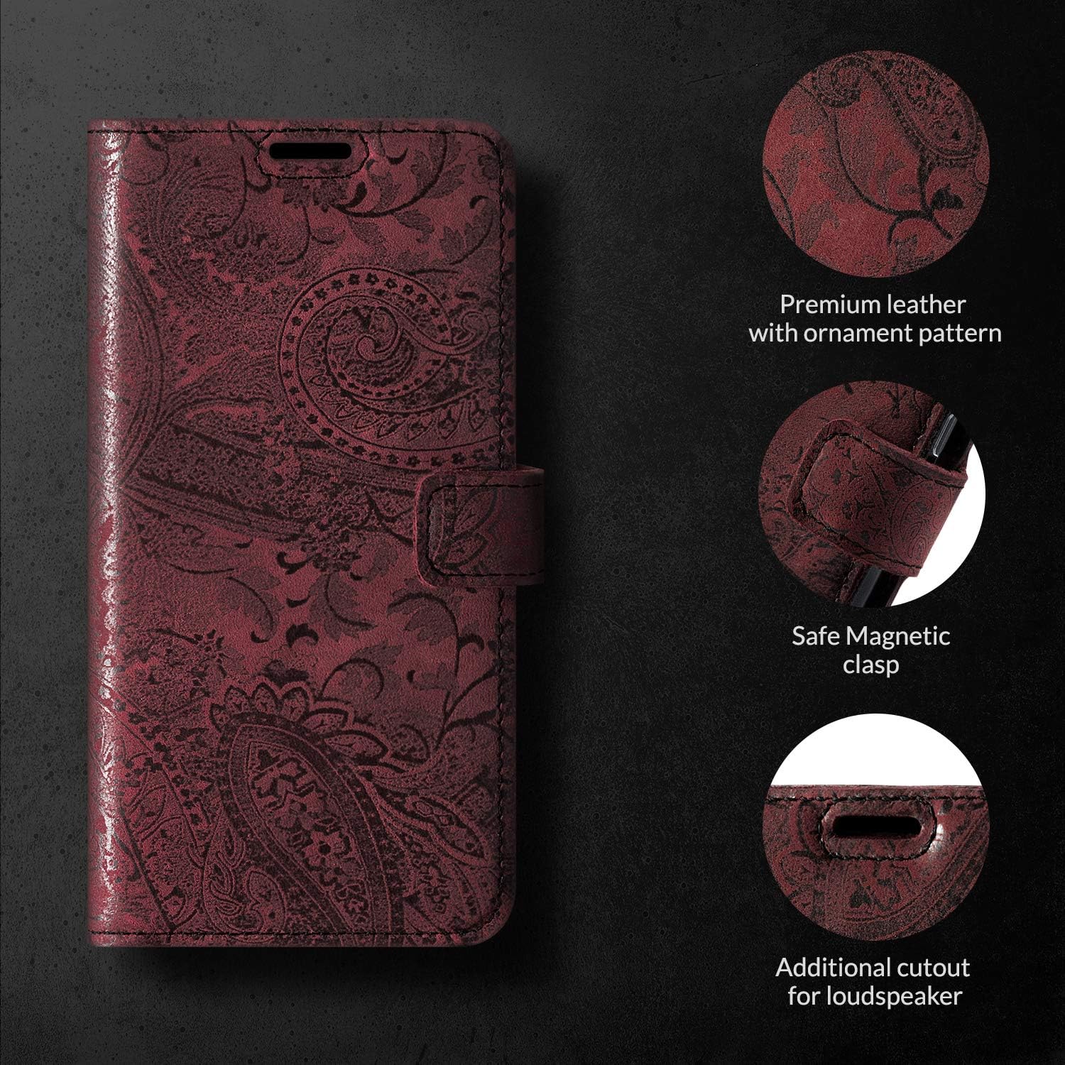 SURAZO iPhone 13 Pro Case Wallet Leather Genuine - RFID 3 Card Slots & Cash Pocket - Secure Magnetic Closure Plus Stand Function - Flip Folio Cover - Only for iPhone 13 Pro Screen Protector