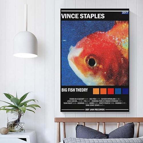 Miniatura 4 de BATTTX Vince Staples - Póster en lienzo con diseño de teoría de peces grandes, pintura decorativa para pared, sala de estar, dormitorio, decoración,