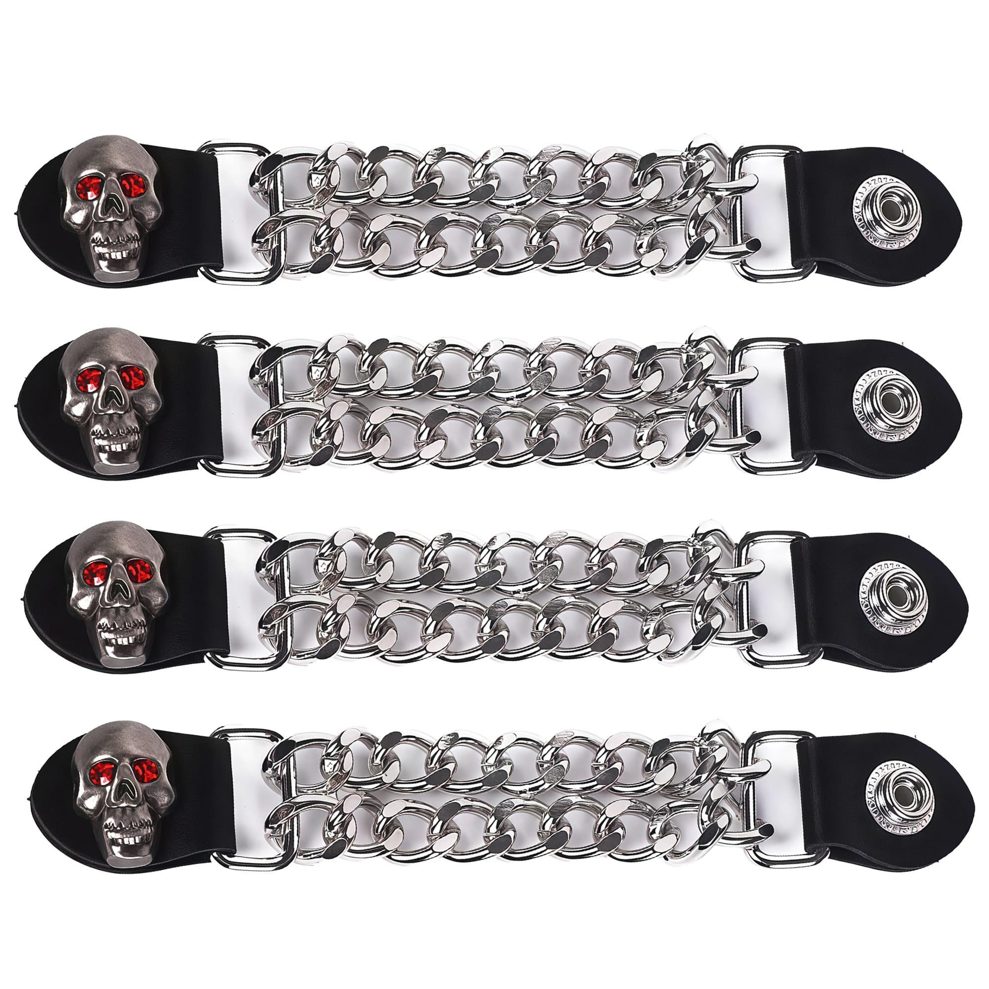 Motorcycle Vest Extenders for Men &amp; Women - 4 PCS Leather Vest Extensions for Biker - Durable Double Chrome Chains