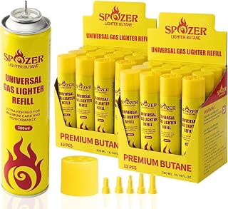 24 Pack Lighter Gas Refill Butane Universal Fluid Fuel Ultra Refined 300ml 10.14 FLOz(2 Boxes)