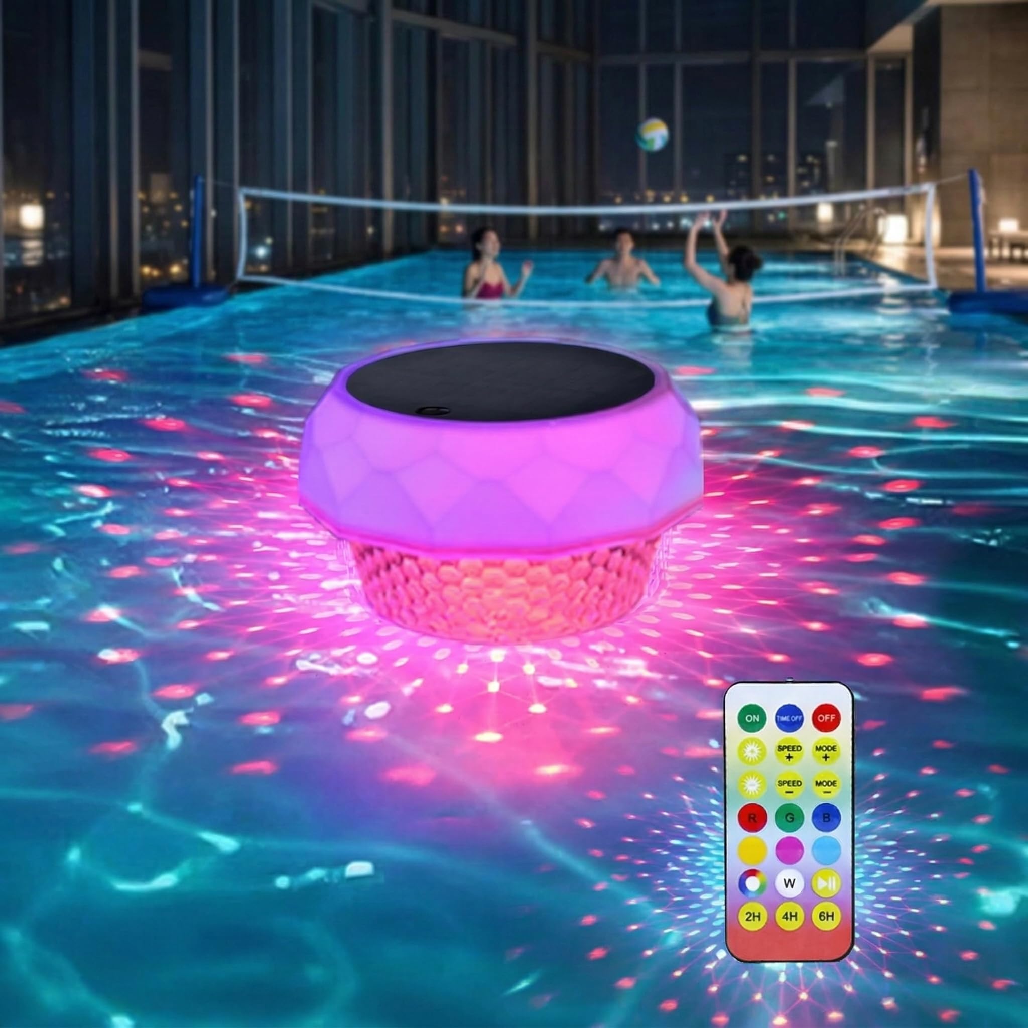 Poolbeleuchtung Solar, Pool Zubehör, Pool Licht RGB LED Dimmbar Mit Fernbedienung, Whirlpool Zubehör, IP68 Wasserdichte, Schwimmbad Teich Deko, Solarleuchten Garten Außen, 1200mAh Akku