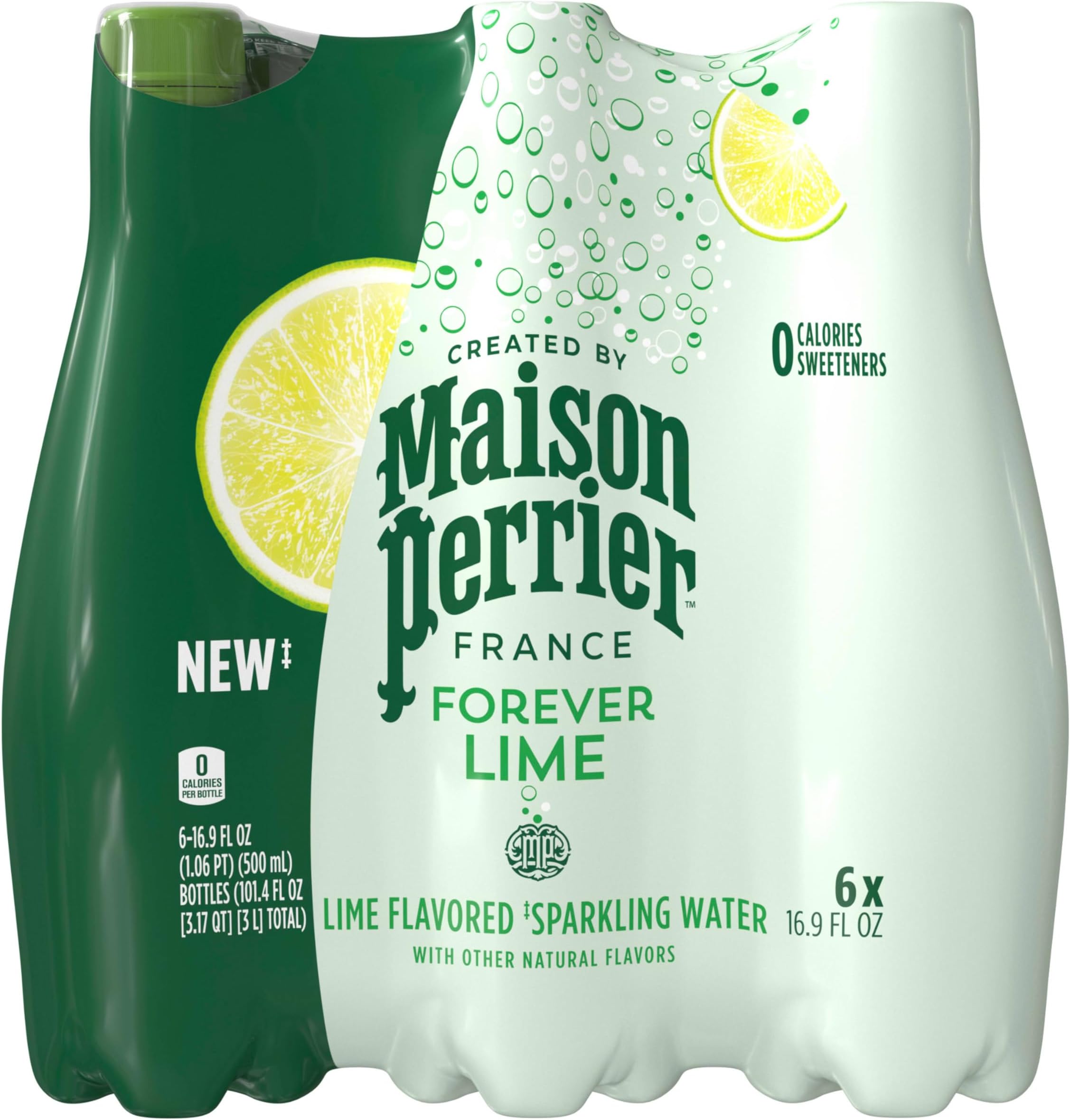 Maison Perrier Lime Flavored Sparkling Water, 16.9 FL OZ Plastic Water Bottle (6 Count)