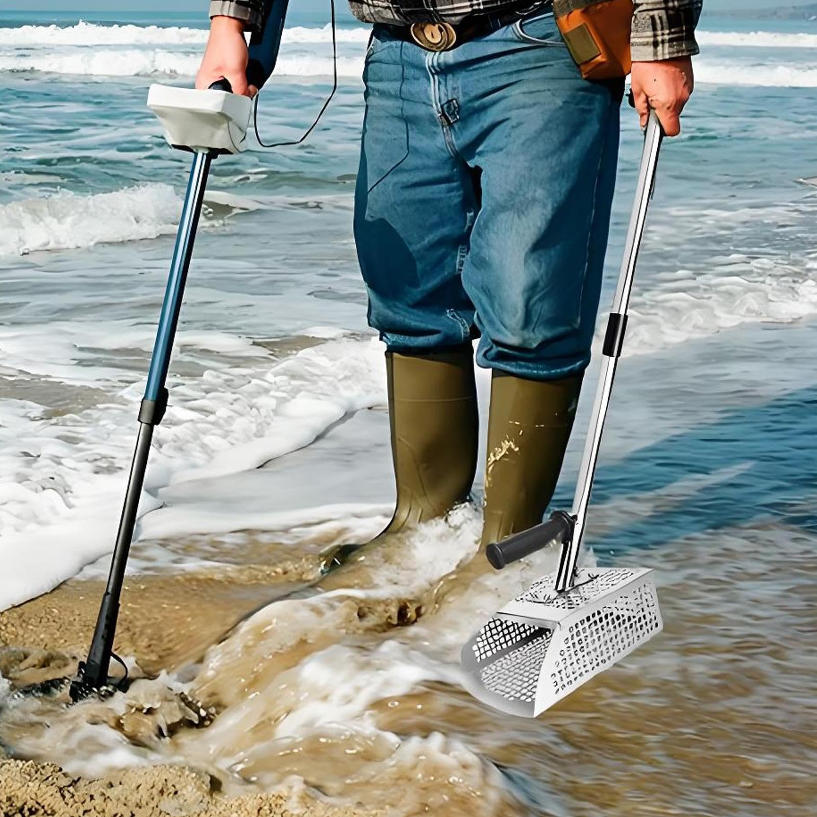 Pala para Detector de Metales Antideslizante de Acero Inoxidable para | Pala de Resistente para Excavar para Adultos Hombres Mujeres Búsqueda de Tesoros Excavación Herramienta de Verano