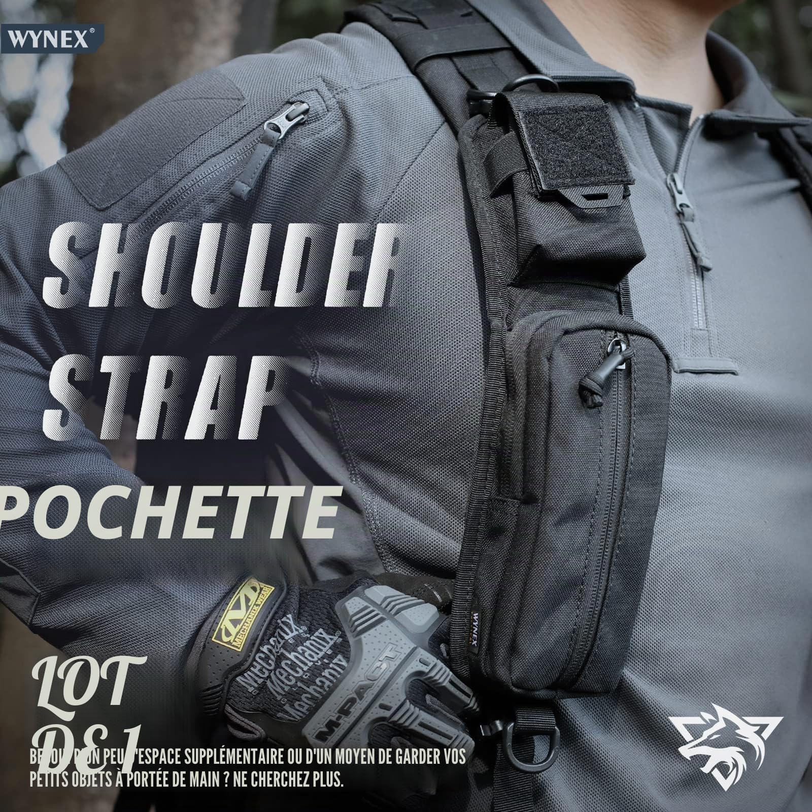 WYNEX Pochette Tactique Molle pour Bretelle de Sac à Dos - Poche Supplémentaire pour Sac Militaire - Fixation à Bandoulière pour Accessoires