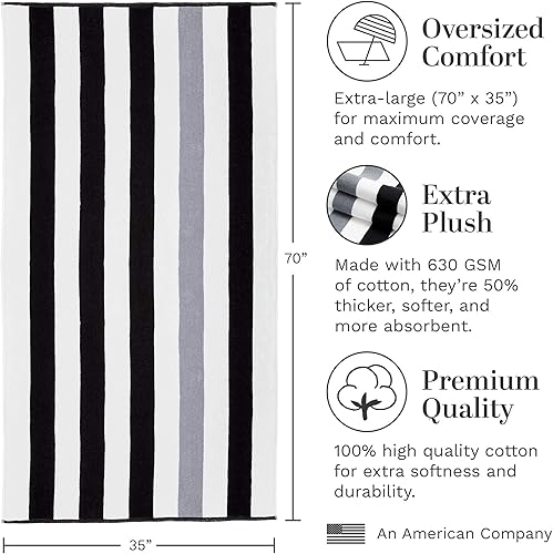 Miniatura 3 de Toalla de playa Cabana de Laguna Beach Textil Co, gran tamaño para tomar el sol y la piscina, comodidad para descansar, para el verano, suave de