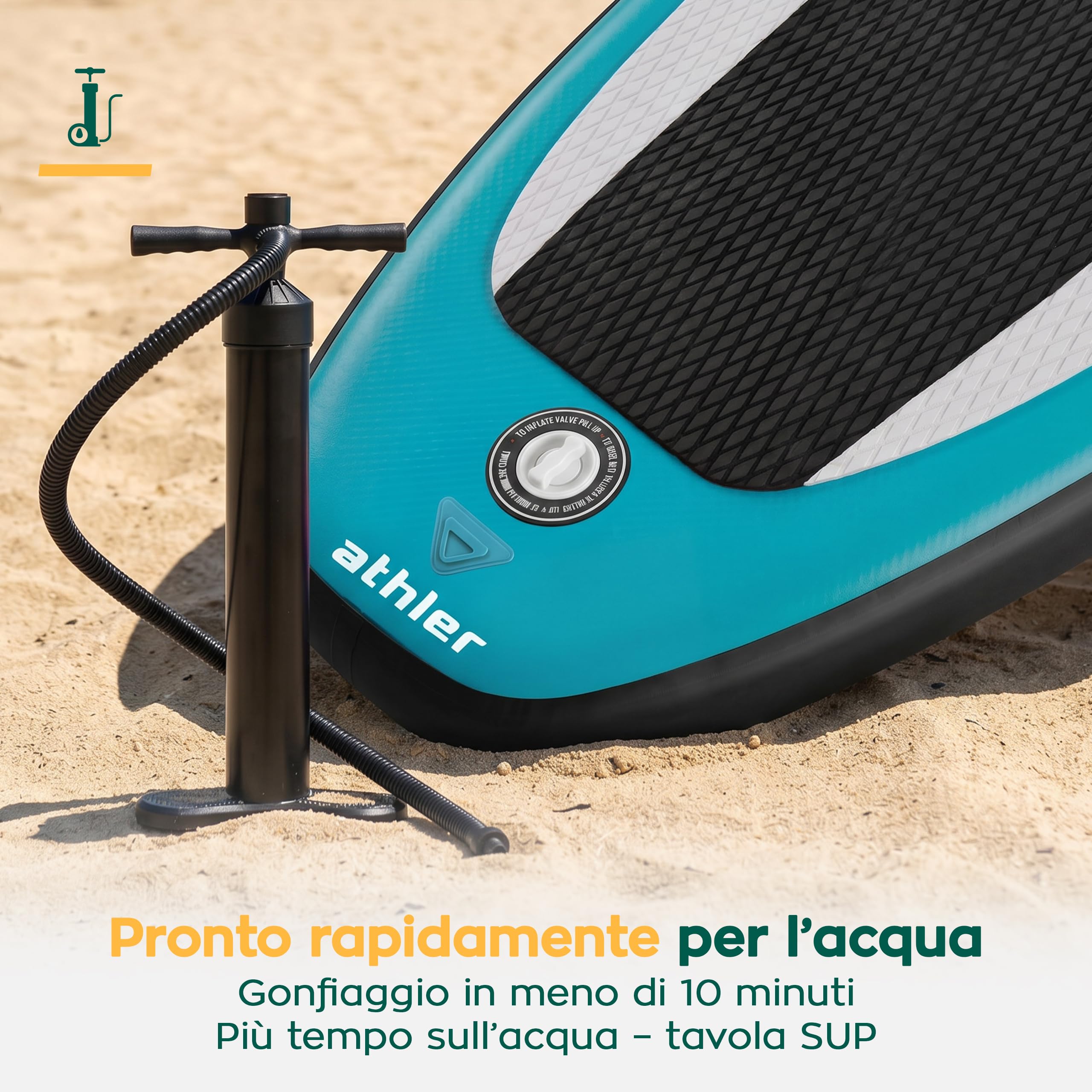 Athler Zander 350 SUP Gonfiabile fino a 180 kg – Set con Sedile Kayak