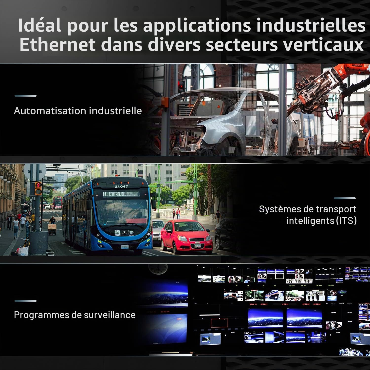 Binardat Switch Ethernet Industriel 5 Ports sur Rail DIN, 4 Ports et 1 Liaison Montante 10/100 Mbps, Montage Mural sans Ventilateur, avec Une Alimentation
