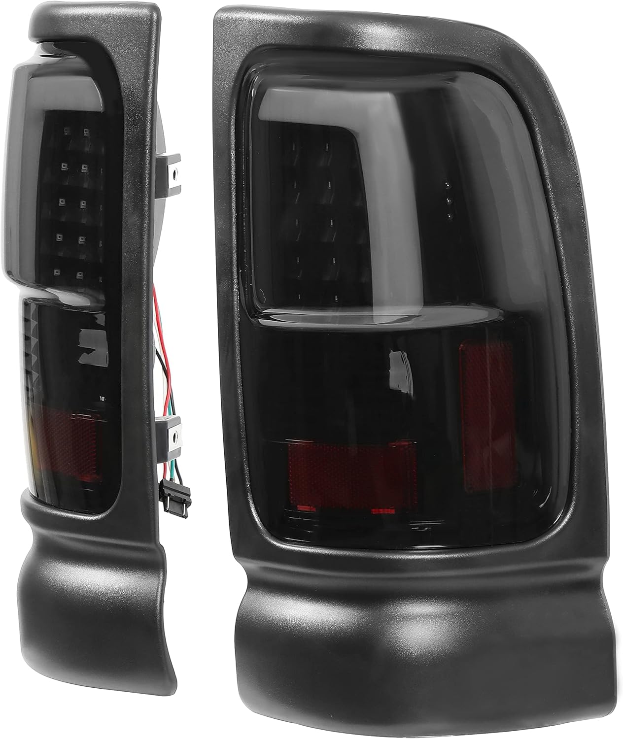 Kojem LED Tail Lights Pair Compatible with 1994-2002 Dodge Ram 1500 2500 3500 LED Tube Bar Tube Taillight Brake Turn Signal Lamps Pair Black Housing & Smoke Lens Replacement for CH2800122 CH2801122