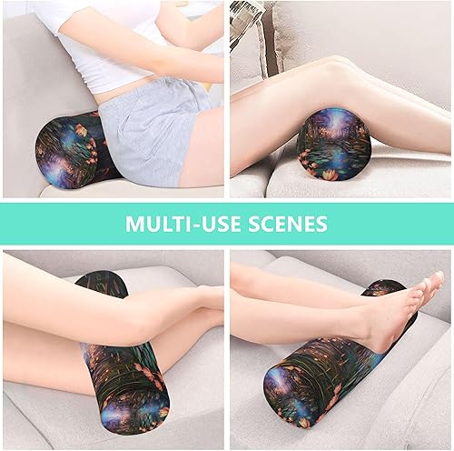 Miniatura 7 de Lotus - Almohada de cuello cervical largo para cuello redondo para almohada redonda con cremallera, almohada cilíndrica de espuma viscoelástica