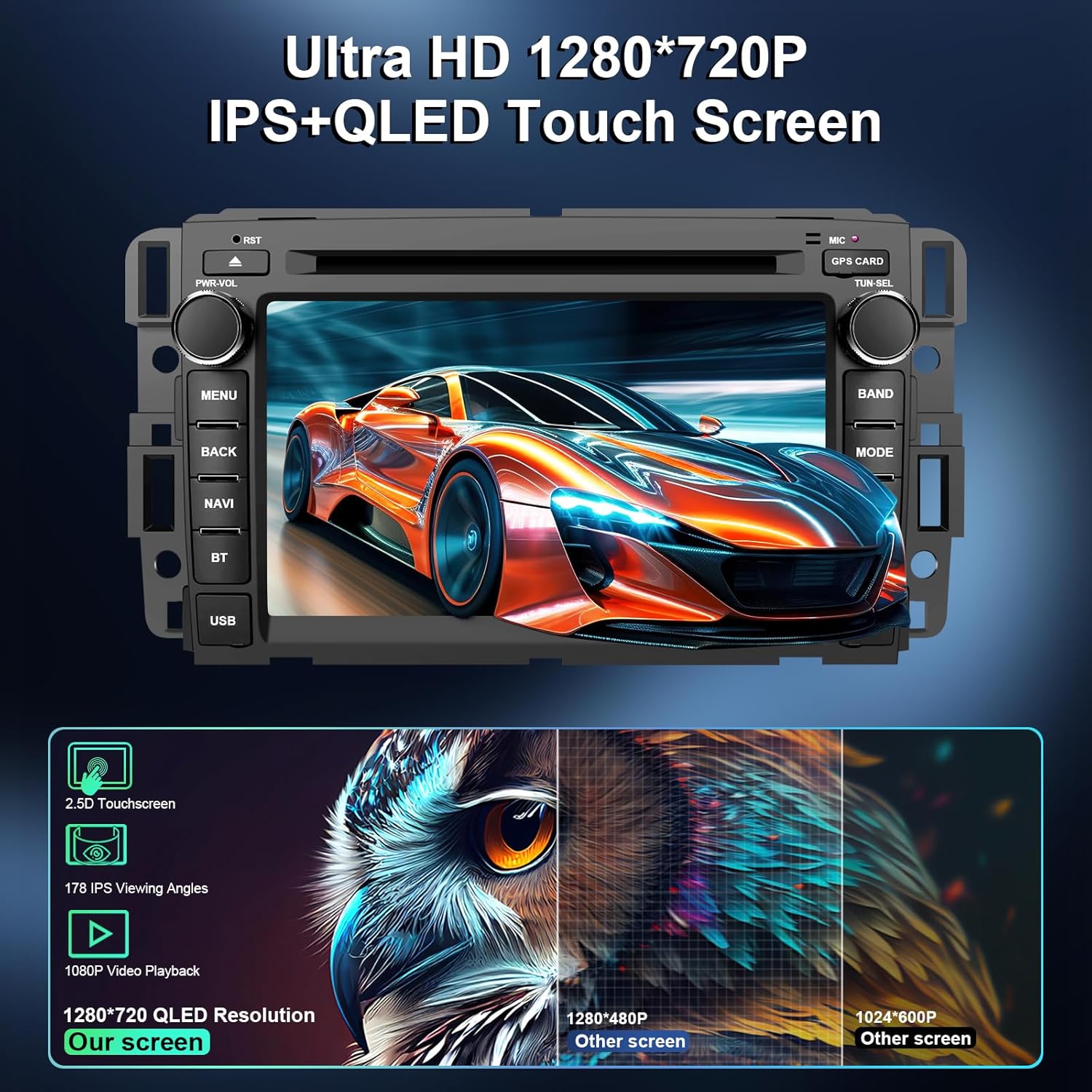 Car Radio Stereo Android 14 DVD Player for GMC Sierra Yukon Chevy Silverado Avalanche Suburban Tahoe Buick Double Din IPS 1280 * 720 QLED 4G Carplay Android Auto WiFi BT SWC GPS Octa-core 8+128G