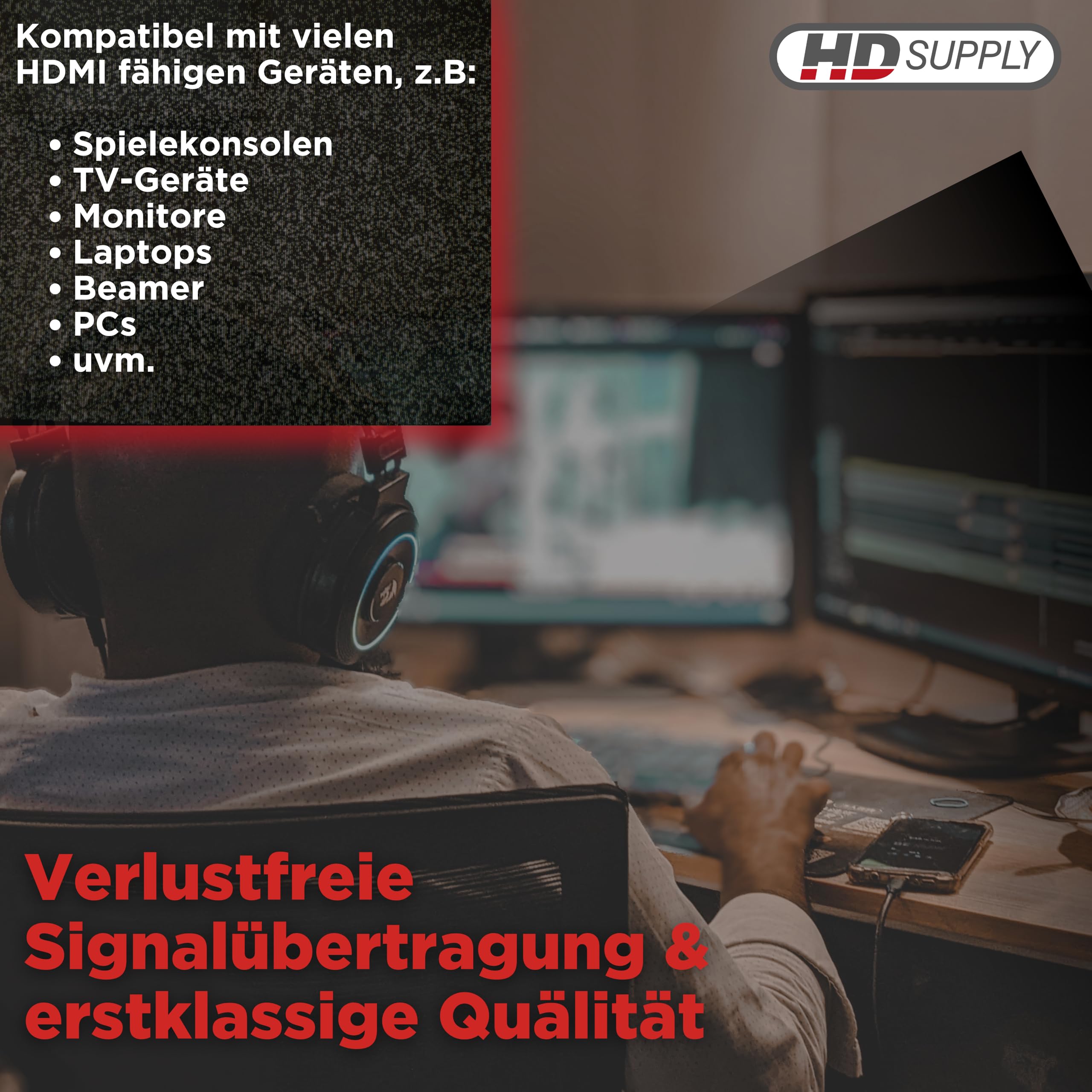 HDSupply Kabel HDMI o wysokiej prędkości z Ethernetem, HDMI A męski na DVI 18+1, podwójnie ekranowane, pozłacane styki