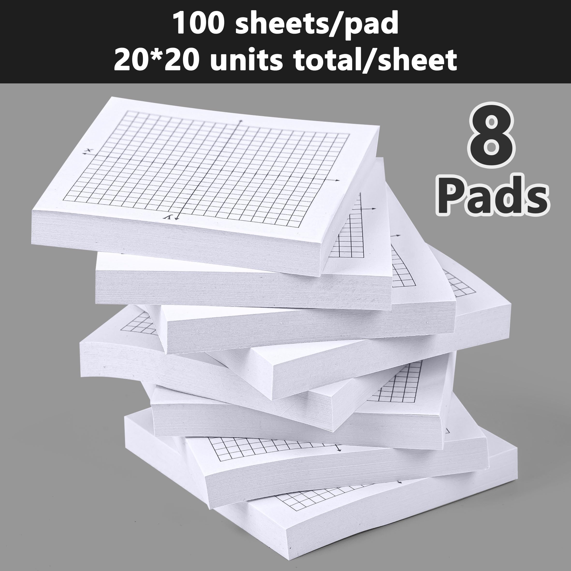 8 foglietti adesivi in carta grafica, autoadesivi, mini asse X, piano coordinato, 50 x 50 cm, fogli adesivi con griglia a quattro quadranti, per forniture scolastiche e ufficio, 7,6 x 7,6 cm