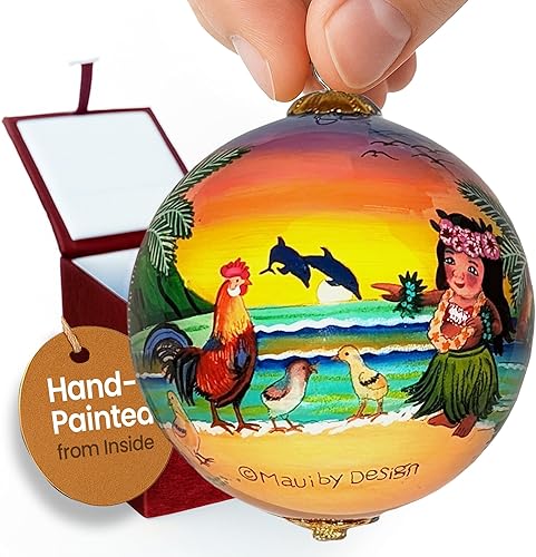 Miniatura 21 de Adorno coleccionable de vidrio hawaiano pintado a mano con volcán y más con caja de regalo VS/H