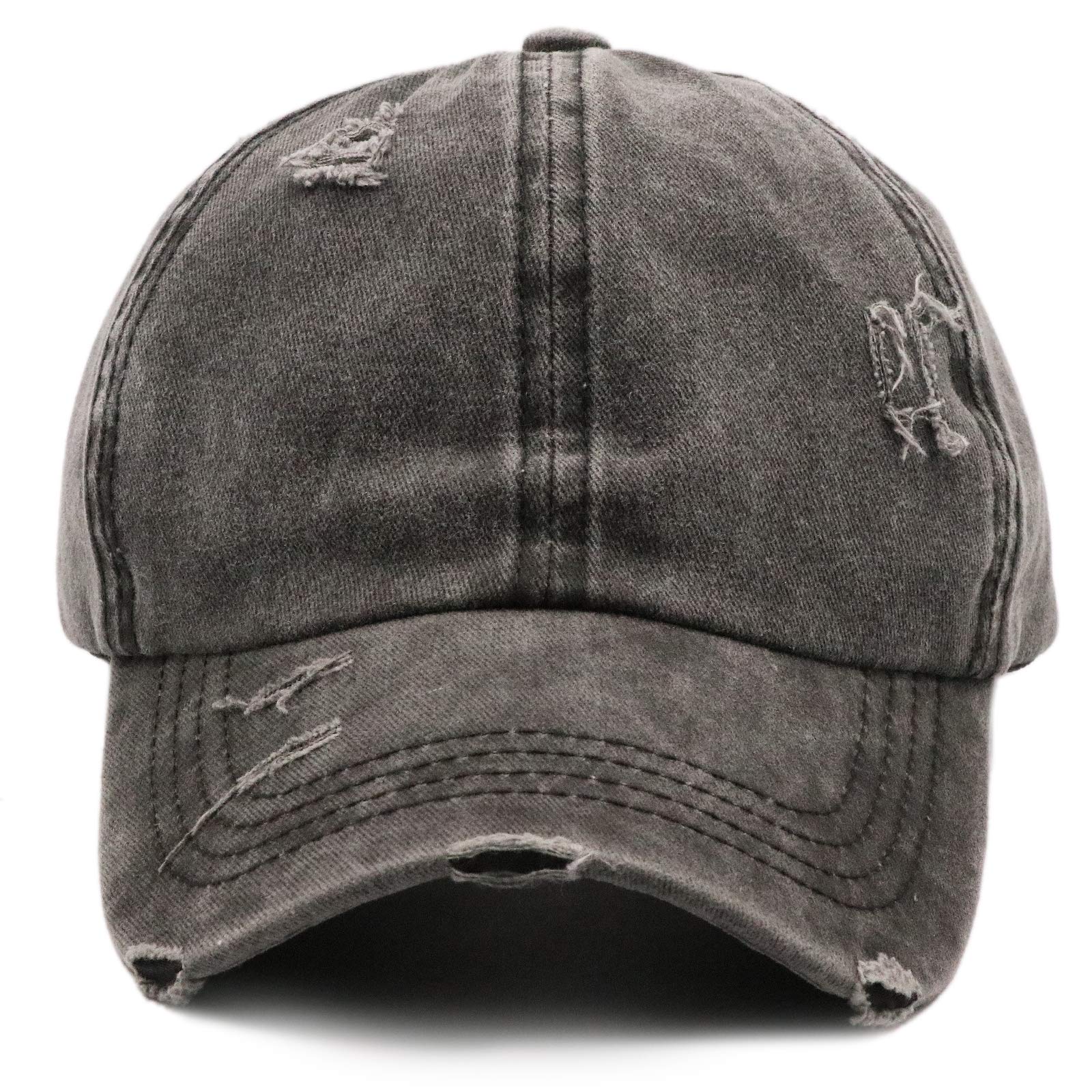 ProMindFun Womens Ponytail High Messy Bun Hats Distressed Baseball Caps Unconstructed Washed Dad Hat Girls Trucker Ponycaps